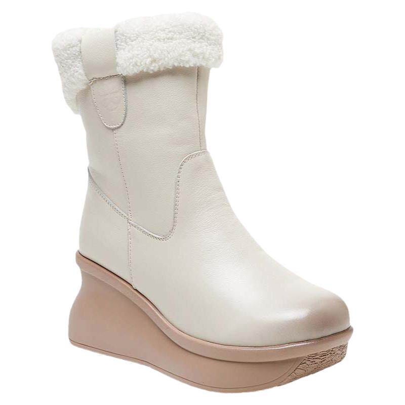 头层牛皮雪地靴全真皮女靴棉靴冬