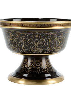 铜供水碗八吉祥雕花供水杯家用圣水杯七供铜水碗室内净水杯一套