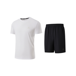 Peak/匹克中老年爸爸夏季速干套装男宽松透气衣短袖短裤运动跑步