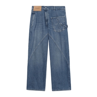 IT JW Anderson男装直筒牛仔裤新款复古有型不规则裤腰长裤110735