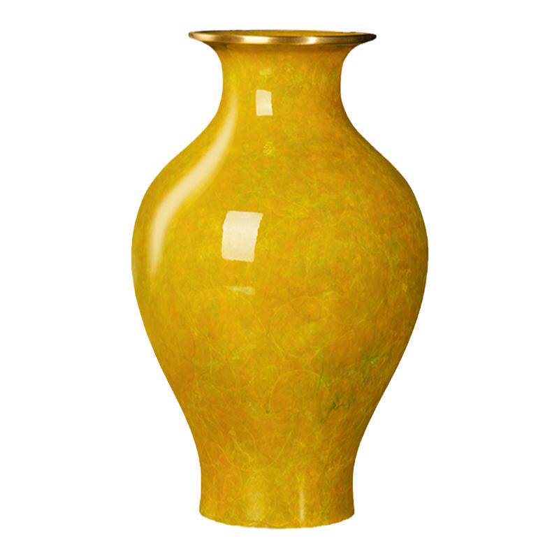 古典纯黄铜花瓶高级感铜彩鱼尾花瓶家用室内鲜花插花瓶桌面摆件