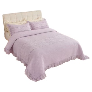 纯棉绣花韩式床盖四季通用床单