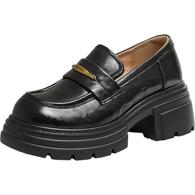 天美意厚底增高英伦JK乐福鞋女复古单鞋小皮鞋2025秋新款BL271CA5