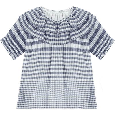 春夏女童双层领含桑蚕丝公主上衣 erdosKIDS鄂尔多斯童装