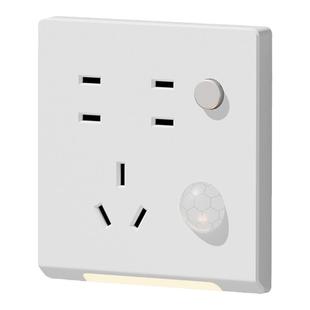 人体感应地脚灯带五孔插座嵌入式小夜灯楼梯间过道走廊86暗装面板