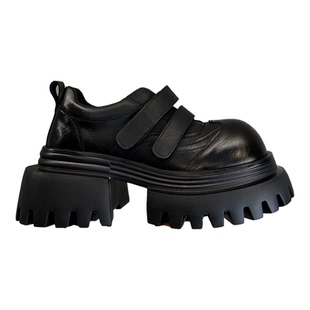 太潮了吧~2025东大门韩版新款真皮增高厚底大头德比鞋女鞋小皮鞋