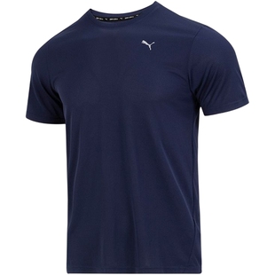 PUMA彪马速干短袖男装春季新款男士蓝色跑步运动服t恤520759