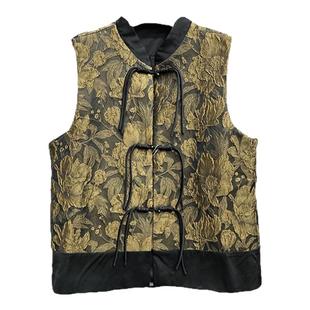 返潮国风妈妈装提花马甲春装年货新款高档复古印花开衫盘扣坎肩女