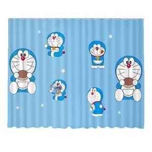 哆啦a梦儿童房窗帘布遮光2025新款卡通机器猫男孩卧室免打孔飘窗