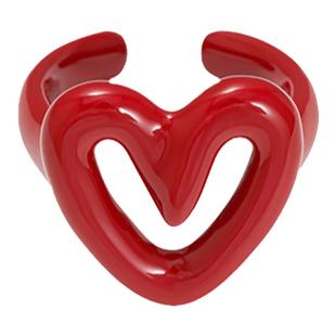 EVESENSE少女感珐琅红色爱心戒指不掉色高级小众设计开口心形戒指