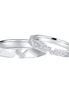 纸短情长情侣纯银戒指一对结婚