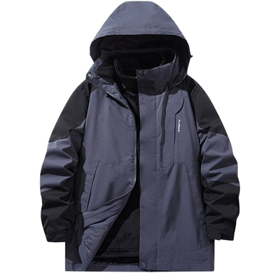 可拆卸三合一宽松连帽秋季冲锋衣