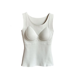 juicefish贵599山羊绒桑蚕丝带胸垫双面磨毛保暖背心一体绒内衣