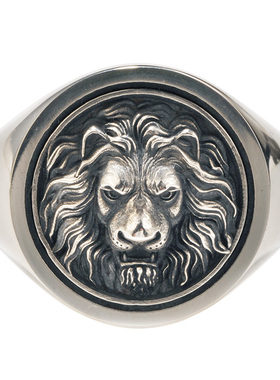 柒玥男925银复古狮子浮雕