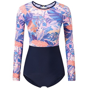 AXESEA长袖连体泳衣女性感露背温泉游泳冲浪服防晒水母泳衣*Asia