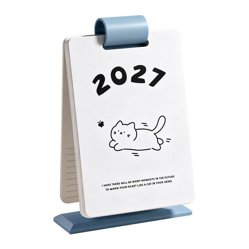 可爱猫咪台历2026年到2027年新款日历ins高颜值办公室桌面摆件月历打卡计划解压表日程朋友情侣生日伴手礼物