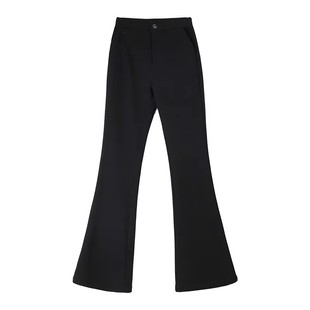 加绒微喇裤女冬季2026新款垂感弹力高腰显瘦加厚黑色西装喇叭裤子