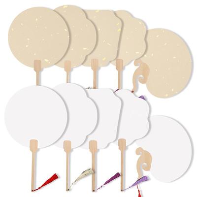燃灯10把装宣纸团扇双面卡纸扇面