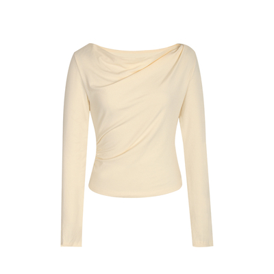 alex stevens温柔风荡领长袖针织衫女春秋季修身打底内搭t恤上衣