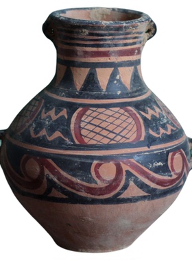 马家窑彩陶罐双系瓶仰韶文化摆件
