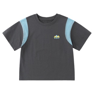 [凉感]嘟嘟家儿童T恤夏装男童短袖拼接女童上衣t洋气宝宝童装百搭