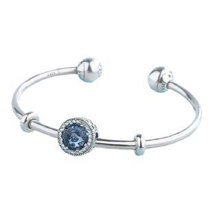 潘家风格银手镯女纯银海洋之心三生三世复古手链高级感开口银镯子