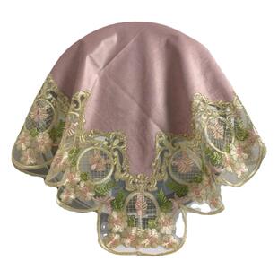 镜子遮挡帘防尘布盖布欧式小圆镜盖巾遮盖布美式梳妆台化妆镜盖布