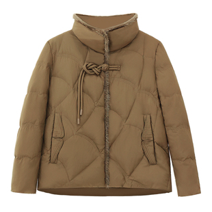 高端大气妈妈冬装新中式短款羽绒服冬季新款中老年女装保暖厚外套