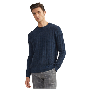 圣雪绒2021秋冬新款男圆领纯色羊绒衫简约设计休闲长袖针织衫