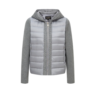 【90鹅绒】Scofield女个性针织拼接排骨羽绒服连帽设计2025冬新品