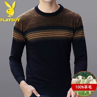 07-7783 Полосатый цветовой шерстяной свитер сгущенный верблюд