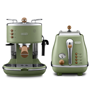 Delonghi/德龙复古系列半自动咖啡机+烤面包机/多士炉家用2件套