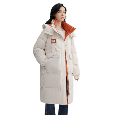 鸭鸭羽绒服女连帽韩版长款外套