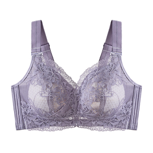 千奈美本命年红色薄款大胸显小内衣女文胸无钢圈大码胖mm胸罩