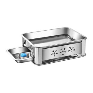 烤鱼炉长方形不锈钢烤鱼盘家用一体专用锅木商用烤鱼托盘烧烤烤炉