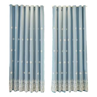 双层一体窗帘布料现代简约遮光纯色客厅卧室飘窗定做新款绣花窗纱