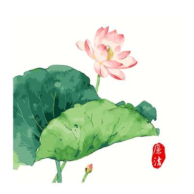 廉洁环保丙烯手工莲花油画