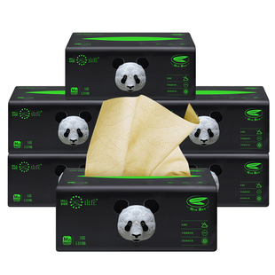 山丘熊猫纸竹浆家用抽取式餐巾纸面巾纸软包抽纸3层120抽6包码