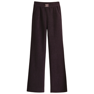 雪尼尔微喇裤女冬新款高腰显瘦宽松休闲喇叭裤加绒加厚灯芯绒裤子