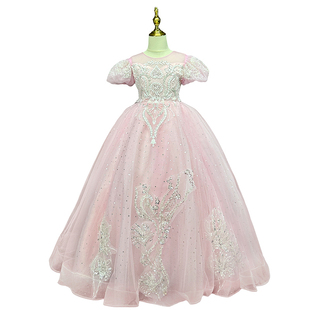 租赁儿童演出粉色公主裙出租女童主持人弹钢琴高端华丽生日礼服裙