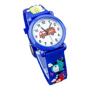 儿童卡丁车防水手表可爱消防车男女童石英电子表小朋友幼儿3-8岁