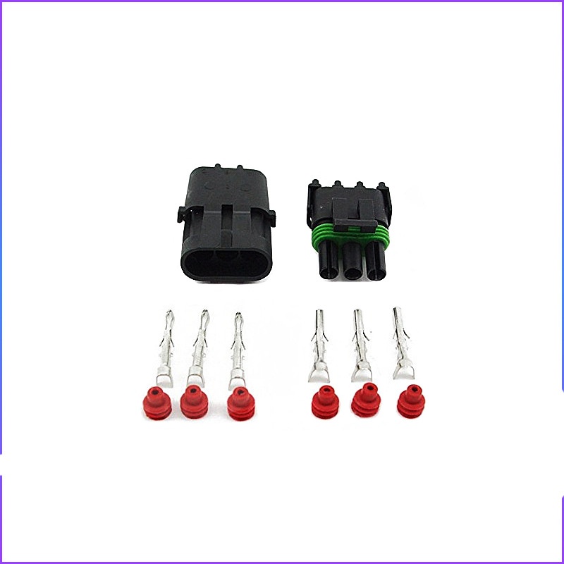 汽车防水连接器 2芯防水插头 接线端子 1套5只包装 3pin