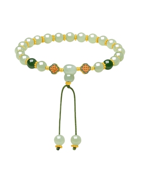 周六福和田青玉手串女S925银青玉葫芦手链手饰优雅圣诞礼物送女友