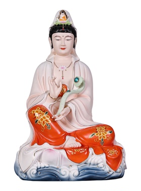 凡匠陶瓷粉衣如意观音像