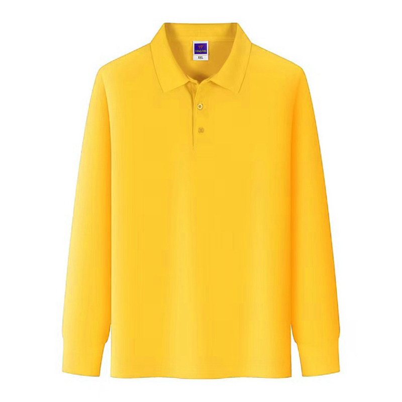 高档翻领长袖polo衫刺绣logo工作服定做广告衫定制团队t恤文化衫