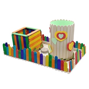 幼儿园手工笔筒diy材料实木环保木质雪糕棒儿童建筑创意模型拼装