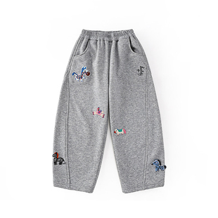 皇室童缘女童加绒弯刀裤2025冬季新款儿童运动卫裤中大童休闲裤子