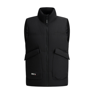 Navigare意大利小帆船黑色三防立领羽绒服马甲男休闲保暖背心外套