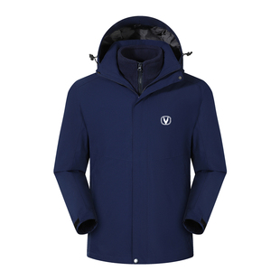 长安汽车冲锋衣4S店工作服定制印字男女员工装夹克藏青色拉链外套