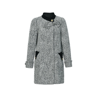 lefame拉飞姆冬季女格雷系千金感中长外套毛呢大衣